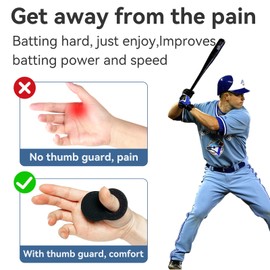 2 Pack Baseball Thumb Guard for Pro Batters, Hitter Swing Training Aid, Thumb Guard Baseball & Softball Baseball Batting Grip Baseball Accessories Baseball Training Equipment Reduce Bat Sting-Black