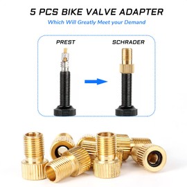 KIEVODE 5 PCS Bike Presta Valve Adapter - Convert Presta Valve to Schrader, Works with Air Compressors, Pumps, and More, Brass Tool for Mountain and Road Bicycles