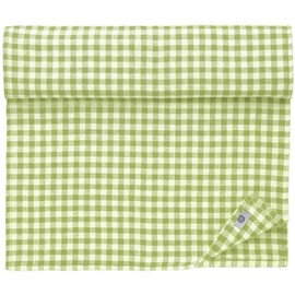 Linen & Cotton Rustic Table Runner Estella - 100% Linen, White Green (40 x 180 cm) Rectangular Chequered Washable Table Runner Kitchen Linen Table Decoration for Home Country Cottage Spring Easter