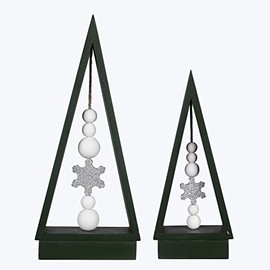 Young's Inc. Decorative Tabletop Christmas Tree - Perfect Holiday Decor for Home and Office - Fits on Countertops, Desks, Shelves, and More - 5.31" x 1.96" x 12.6" - Snow Flake Set of 2