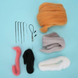 Needle Felting Kit, Wool Felt Animal Kit, DIY Unfinished Cat Craft with Needle Felting Material, Starter Kit for Needle Felting (3)
