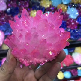 XUQULI 350-400g Beautiful Pink Flame Ring Quartz Crystal Cluster Specimen Wedding Decoration Aquarium Great Choice for Home Decoration