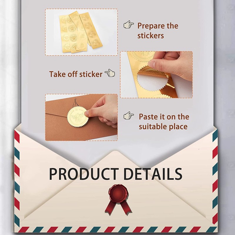 CRASPIRE Graduation Cap Gold Certificate Seals Diploma Embossed Foil Stickers