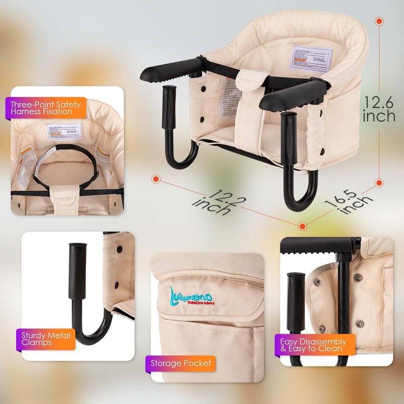 Hook on High Chair,Portable Foldable High Chair for Babies 6-36