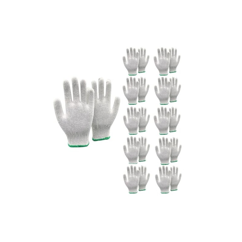 Kavish 10 Pack White Cotton Safety Work Gloves For Men