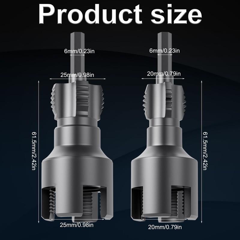 Integrated Internal & External Pipe Threading Tool, 1/2'' 3/4'' Dual-Function