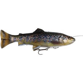 Savage Gear 4D Line Thru Pulsetail Swimbait Rubber Fish Colour: Brown Trout, Length / Weight / Swimming Behavior 20 cm / 102 g / Slow Sinking