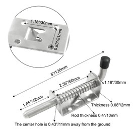 Litoexpe 5 Inch Spring Loaded Latch Pin, Heavy Duty Barrel Bolt Door Latch, Stainless Steel Barrel Bolt Door Lock, with mounting Screws(2 Packs, Silver)