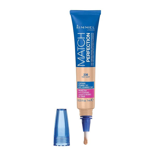 Rimmel Match Perfection 2-in-1 Concealer and Highlighter, Fair Light, 0.23 Ounce