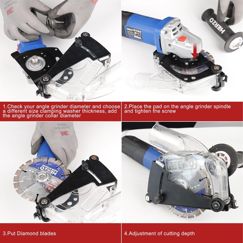 HERZO Dust Shroud Dust Extraction Cutting Guard for 5 inch