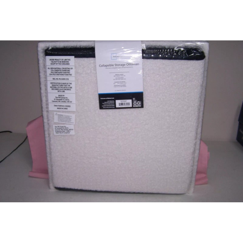 Mainstays Collapsible Storage Ottoman Square 15" x 15" x 15"