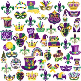Hotop 48 Pcs Mardi Gras Iron on Patches Carnival Theme Patch Fleur De Lis Mask Crown Sew on Embroidered Applique Repair Patch for Carnival Holiday Jeans Jackets Clothes Backpack Cap DIY Crafts Making