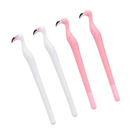 Tofficu 4pcs Creative Gel Ink Pen Cartoon Flamingo Design Black Ink for Boys and Girls and Students School Office Stationery White