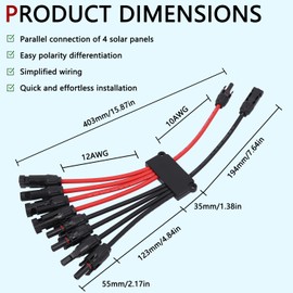 IFYKIM Solar Parallel Connectors for 4 Solar Panels, Tool-Free MC4 Solar Cable Splitter, Y Branch Solar Panel Splitter, 2 to 8 Solar Parallel Adapter IP68 Waterproof (FMMMM/MFFFF)