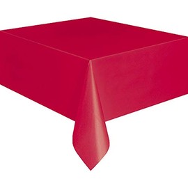 Unique Party 4070520 Plastic Disposable Party Tablecloth, Red