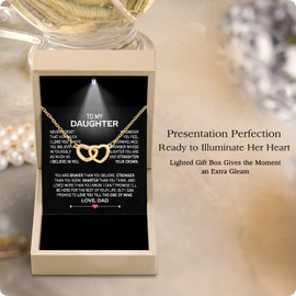 Larvincy To My Daughter Necklace From Dad With Heartfelt Message & Elegant Box, Gifts For Daughter From Father, Beautiful Gold Jewelry Gift From Love Daddy On Graduation, Birthday, Wedding, Christmas