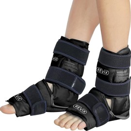 REVIX Full-Wrapped Foot Ankle Ice Pack with 3 Straps, Reusable Cold Packs for Ankle, Foot, Gel Ice Pack Long-lasting Cold - Color: A Set of 2 Black