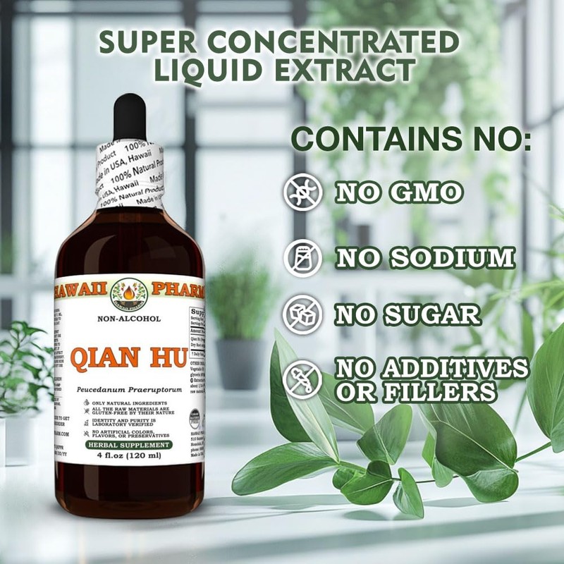Qian Hu (Peucedanum Praeruptorum) Dry Root Glycerite, Made in Hawaii,