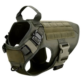 XTrador Special Force Tactical Chest Harness for Medium and Large Dogs with Handle, No Pull Safety Harness, Adjustable, Padded Pull Harness (Dark Green, XL)