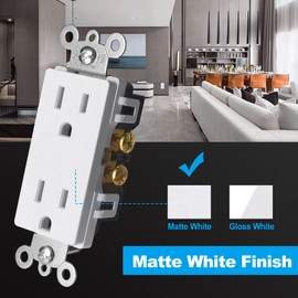 (20 Pack) CML 15 Amp Matte White Decorator Wall Receptacle Outlet, Child-Safe Tamper Resistant Standard Electrical Outlets, 15A/125V, 3-Year Warranty, UL Listed