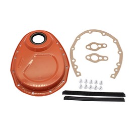 1 SET SHLPDFM Timing Chain Cover Kit CNC aluminum alloy Orange SBC Gasket Seal Bolts Set Fits for Small Block Chevy 265,283,327,350,383,& 400
