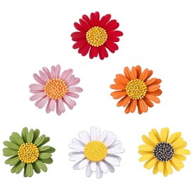 Pack of 6 Daisy Flower Brooch, Daisy Brooch Pin, Enamel Lapel Pin, Enamel Flower Brooch, for Party Gifts, Gifts for Women and Girls, Daily, resin