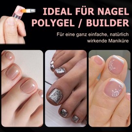 Kiiwah Pack of 150 Polygel Nail Shapes for Toes, Dual Tips Nails Long for Pedicure, Nail Extension, Toenails Set, Reusable Shape, 15 Sizes (Transparent Pink)