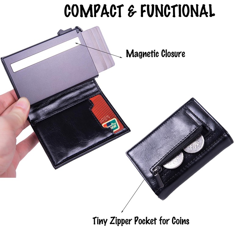 YLUEAWP Wallet for Men, RFID Blocking, Slim Pop-Up Card Holder,
