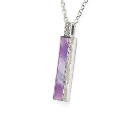 Austaras Hibiscus Flower Necklace: Hawaiian Bar with Pink Natural Sea Shell - Hypoallergenic 316L Stainless Steel 925 Sterling Silver Plated Pendant on 16 in Chain. Necklace Pendant for Men and Women