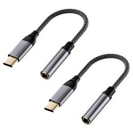 AKSIQIOL 2-Pack USB-C to 3.5mm Headphone Jack Adapter, USB-C Audio Adapter