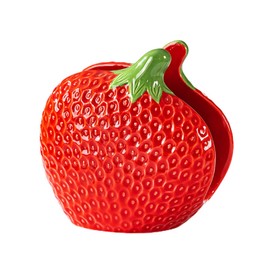 Strawberry Napkin Holder for Table, Cute Ceramic Fruits Paper Napkins Holder Stand Freestanding Tissue Holder Dispenser for Dining Roon Kitchen Home Decor (Red)