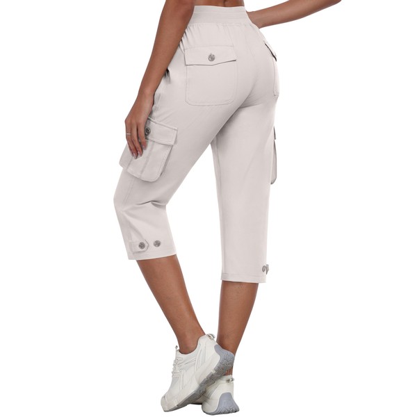 MoFiz Womens Cargo Capris Lightweight Hiking Pants 6 Pockets Quick