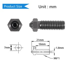 Aokin 3 Pcs 0.6mm 3D Printer Hardened Steel Nozzles for Volcano Nozzle and 3 Pcs 0.5mm Stainless Steel Nozzle Cleaning Needles for Anycubic Vyper, Kobra Max, Kobra Plus, 1.75mm Filament 3D Printer