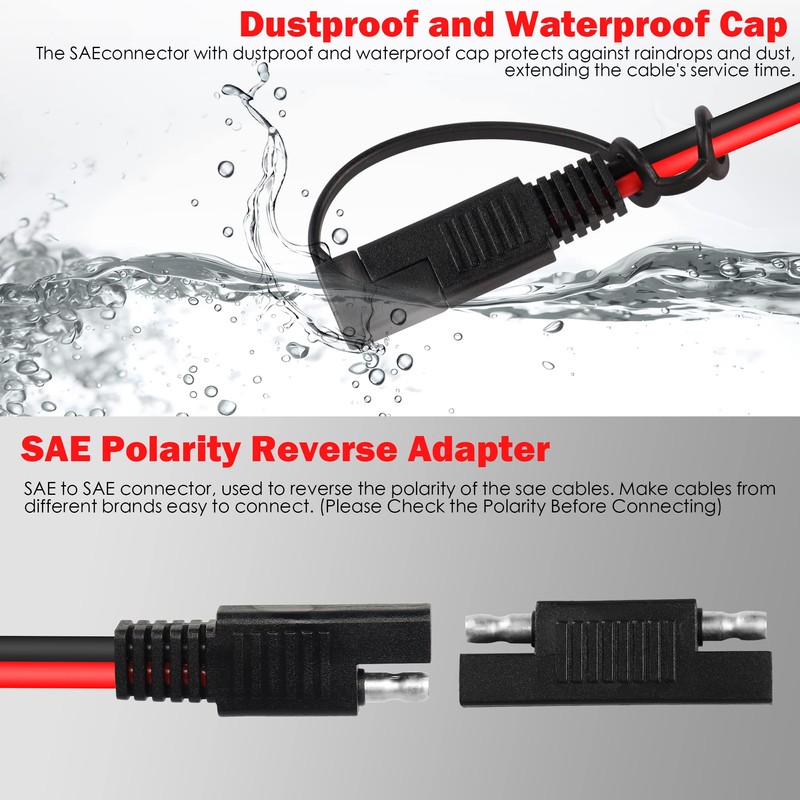 GELRHONR SAE to DC 8 mm Adapter Cable 14AWG, with