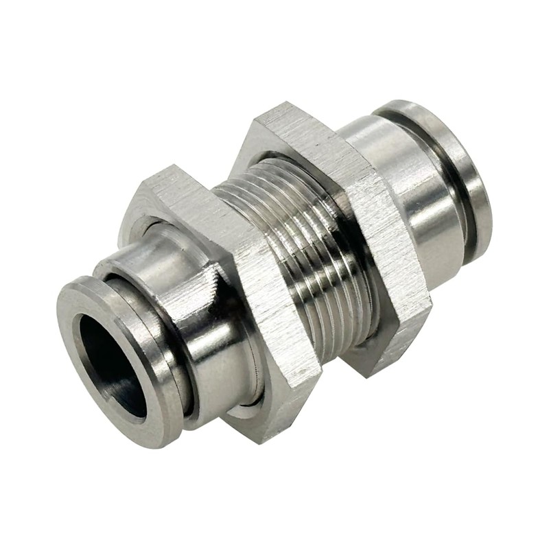 Jienk 2Pcs 304 Stainless Steel Bulkhead Union 3/8" x 3/8"