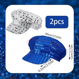 YcsRnn 2 Pack Sequin Hat Glitter Hat Cap Abba Hat for Women Girls, 70s Disco Hats Disco Sequin Hats for Adults