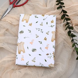 ADQUATOR New Baby Wrapping Paper Sheets, 50cm*70cm Baby Boy Animal Wrapping Paper for New Baby Christening Baby Shower (5sheets)