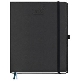 BEZEND 2026 Planner Weekly and Monthly, 8.5" x 11" Large Daily Calendar Book with Half-Hourly Timeslot & Note (Jan-Dec) Pen Holder/Tabs/Bookmarks, Inner Pocket, Vegan Leather Hardcover - Black