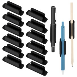Amabro 12 PCS Adhesive Pencil Pen Holder, Silicone Pen Holder for Desk Wall Marker Clip Pencil Holder with Adhesive Stickers for Clipboard School Office Teacher Classroom Organizer Accessories