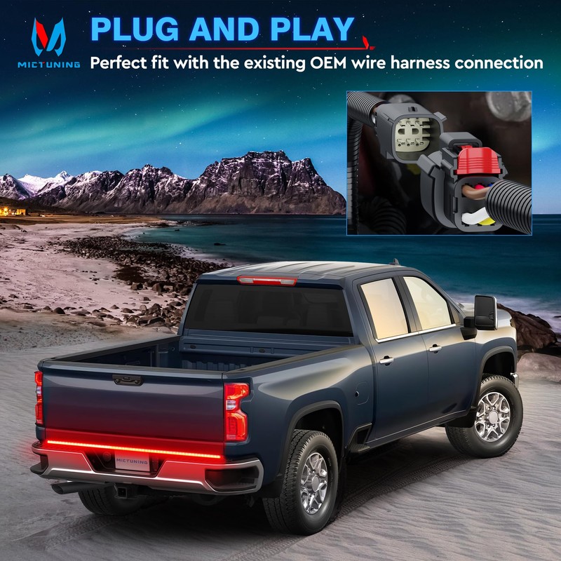 MICTUNING Tail Light Wire Harness Compatible with 2018-2021 Chevy Silverado/GMC