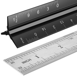 Architectural Scale Ruler, 12 Inch Aluminium Architect Scale Ruler, Imperial Metal Engineers Triangular Ruler for Architects, Students and Draftsmen, Laser Etched Markings