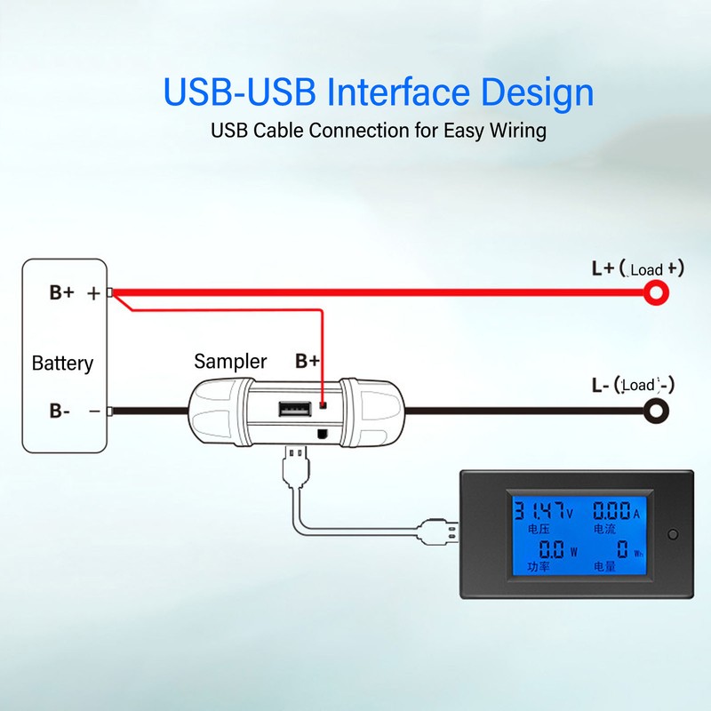 Battery Monitor Meter DC Digital Voltmeter Ammeter Power Meter for