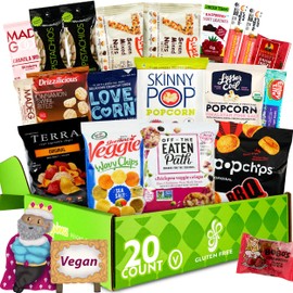 VEGAN Healthy Snacks Variety Pack [20 Count] Gluten Free Dairy Free Snacks Food Gifts | Gifts for Him, Her,Family, Military, Clients COLLEGE CARE PACKAGE | Kosher, Non GMOGet Well Gift Baskets