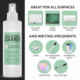 IMPRESA Chalkboard Cleaner Spray - 8 oz, White, Dry Erase - Non-Toxic Dry Erase Spray Cleaner for Chalk, Liquid Chalk & Marker - Whiteboard & Blackboard Cleaner - Made in USA