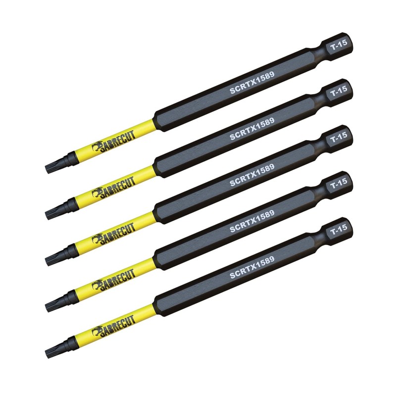 5 x SabreCut SCTX1589_5 89mm T15 TX15 Magnetic Impact Screwdriver