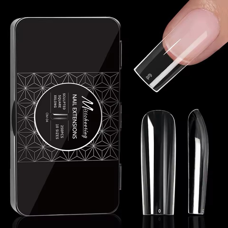 50pcs/box Transparent Seamless Fake Nail Soft Full Cover Trapezoidal Oval
