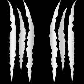HungMieh 2PCS Claw Mark Car Decak, Car Headlight Decal/15.8 Inch, Monster Claw Scratch Stripe Stickers for Dodge Challenger/Charger, Brushed Silver