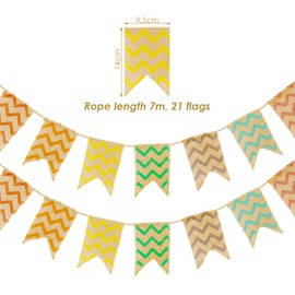 Pack of 21 Linen Swallowtail Flags Colour Flags Outdoor Flag Flags Wave Striped Flags Wedding Party Decoration Flags (7 Metres)