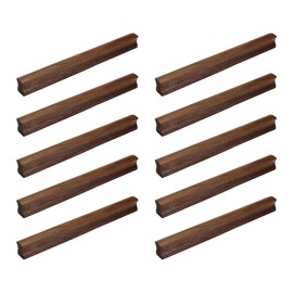 Savagrow 10pcs Walnut Wood Cabinet Solid Pulls 7.56" Hole Center Strip-Type Pulls