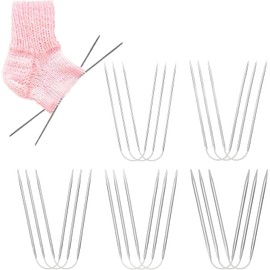 15 pieces stainless steel circular knitting needles set (23 cm), double head needles in 2 mm - 4 mm for knitting projects such as socks, gloves and hats